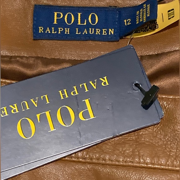NWT Polo Ralph Lauren Bell Lambskin Leather A-Line Skirt in Saddle - Sz 12 - Picture 5 of 11